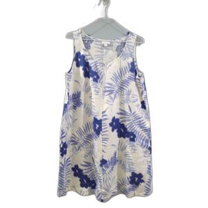 J. Jill Cream Mini Dress with Blue Botanical Print